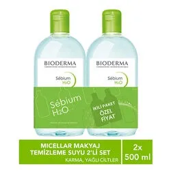 Bioderma Sebium H2O Yüz ve Makyaj Temizleme Suyu 2 x 500 ml 8699956510477 - 1